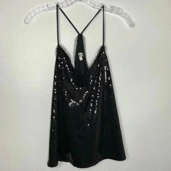 Olsenboye Black Sequined Dressy Racer Back Cami - Picture 2 of 6